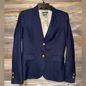 J crew women’s schoolboy blazer- size 2- navy blue- gold lining